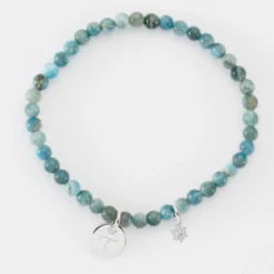 Online HappyBulle Bracelet perles élastique personnalisé médaille gravée argent ronde 10 mm Argent rhodié 925