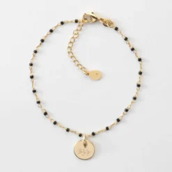 Discount HappyBulle Bracelet perles Miyuki colorées personnalisé médaille gravée plaqué or 10 mm