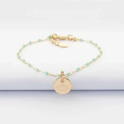 Discount HappyBulle Bracelet perles Miyuki colorées personnalisé médaille gravée plaqué or 10 mm