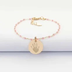 Best HappyBulle Bracelet perles Miyuki colorées personnalisé médaille gravée plaqué or 15 mm