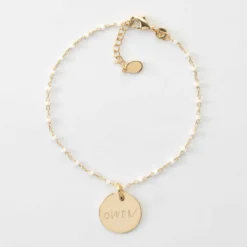 Best HappyBulle Bracelet perles Miyuki colorées personnalisé médaille gravée plaqué or 15 mm