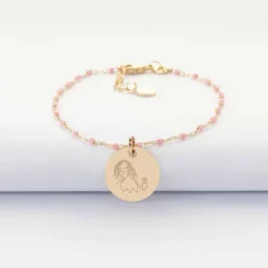 Best HappyBulle Bracelet perles Miyuki colorées personnalisé médaille gravée plaqué or 15 mm