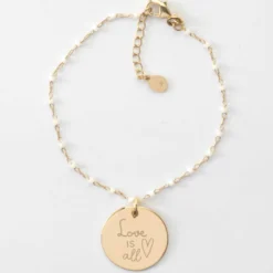New HappyBulle Bracelet perles Miyuki colorées personnalisé médaille gravée plaqué or 19 mm