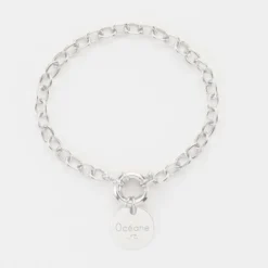 Hot HappyBulle Bracelet personnalisé chaine fermoir marin médaille gravée argent 15 mm Argent rhodié 925