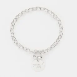 Hot HappyBulle Bracelet personnalisé chaine fermoir marin médaille gravée argent 15 mm Argent rhodié 925