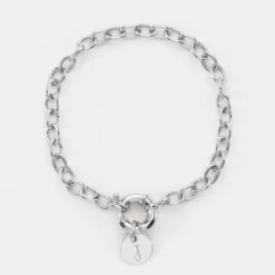 Hot HappyBulle Bracelet personnalisé chaine fermoir marin médaille gravée argent 10 mm Argent rhodié 925