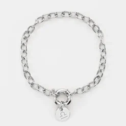 Hot HappyBulle Bracelet personnalisé chaine fermoir marin médaille gravée argent 10 mm Argent rhodié 925