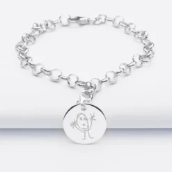 Best HappyBulle Bracelet personnalisé 1 charm gravé argent 17mm