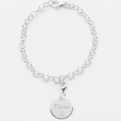 Best HappyBulle Bracelet personnalisé 1 charm gravé argent 17mm