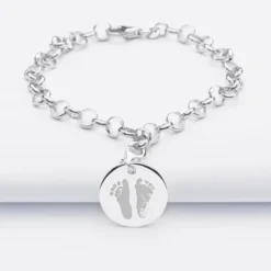 Best HappyBulle Bracelet personnalisé 1 charm gravé argent 17mm