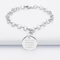 Best HappyBulle Bracelet personnalisé 1 charm gravé argent 17mm