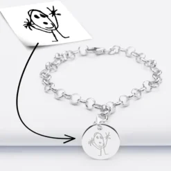 Best HappyBulle Bracelet personnalisé 1 charm gravé argent 17mm