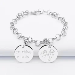 New HappyBulle Bracelet personnalisé 2 charms gravés argent 17mm