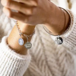 New HappyBulle Bracelet personnalisé 2 charms gravés argent 17mm