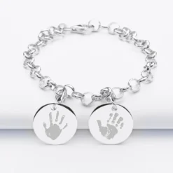 New HappyBulle Bracelet personnalisé 2 charms gravés argent 17mm