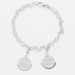 New HappyBulle Bracelet personnalisé 2 charms gravés argent 17mm