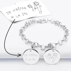 New HappyBulle Bracelet personnalisé 2 charms gravés argent 17mm