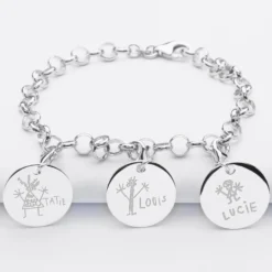 Hot HappyBulle Bracelet personnalisé 3 charms gravés argent 17mm