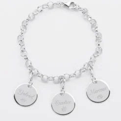 Hot HappyBulle Bracelet personnalisé 3 charms gravés argent 17mm