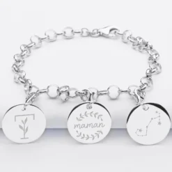 Hot HappyBulle Bracelet personnalisé 3 charms gravés argent 17mm