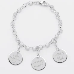 Hot HappyBulle Bracelet personnalisé 3 charms gravés argent 17mm