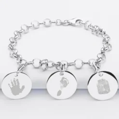 Hot HappyBulle Bracelet personnalisé 3 charms gravés argent 17mm