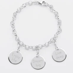 Hot HappyBulle Bracelet personnalisé 3 charms gravés argent 17mm