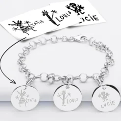 Hot HappyBulle Bracelet personnalisé 3 charms gravés argent 17mm