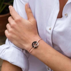 HappyBulle Bracelet personnalisé cordon pailleté médaille gravée argent cible 20 mm Argent rhodié 925