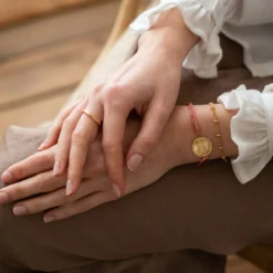 Discount HappyBulle Bracelet personnalisé cordon pailleté médaille contour fleur gravée plaqué or 2 trous 18 mm