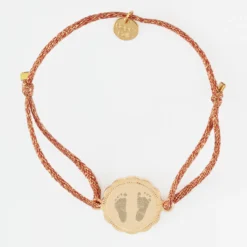 Discount HappyBulle Bracelet personnalisé cordon pailleté médaille contour fleur gravée plaqué or 2 trous 18 mm