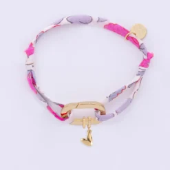 New HappyBulle Bracelet personnalisé cordon Liberty collection Chapitre mousqueton 11x19 mm plaqué or - à composer Plaqué or 18k