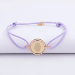 Online HappyBulle Bracelet personnalisé cordon médaille réversible Eternelle gravée plaqué or 2 trous 16 mm Plaqué or 18k