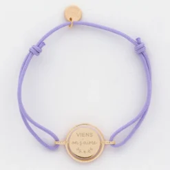 Online HappyBulle Bracelet personnalisé cordon médaille réversible Eternelle gravée plaqué or 2 trous 16 mm Plaqué or 18k