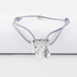 Clearance HappyBulle Bracelet personnalisé cordon mousqueton perle 17x11 mm médaille gravée argent 10 mm et breloque(s) summer - à composer Argent rhodié 925