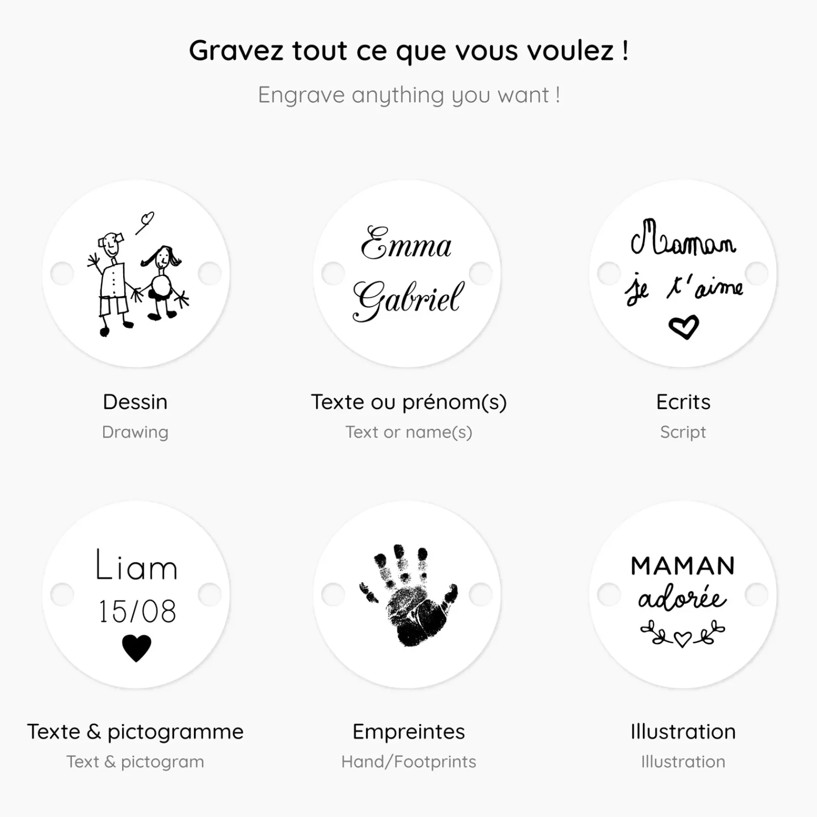 Best HappyBulle Bracelet personnalisé cordon pailleté médaille contour fleur gravée plaqué or 2 trous 15 mm