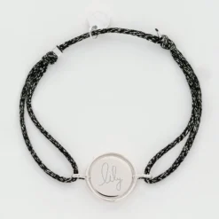 Online HappyBulle Bracelet personnalisé cordon pailleté médaille réversible Eternelle gravée argent 2 trous 16 mm - x Capucine Argent rhodié 925