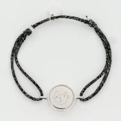 Online HappyBulle Bracelet personnalisé cordon pailleté médaille réversible Eternelle gravée argent 2 trous 16 mm - x Capucine Argent rhodié 925