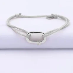 Online HappyBulle Bracelet personnalisé cordon pailleté collection Chapitre mousqueton 11x19 mm argent - à composer Argent rhodié 925