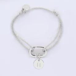 Online HappyBulle Bracelet personnalisé cordon pailleté collection Chapitre mousqueton 11x19 mm argent - à composer Argent rhodié 925