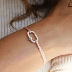 Online HappyBulle Bracelet personnalisé cordon pailleté collection Chapitre mousqueton 11x19 mm argent - à composer Argent rhodié 925
