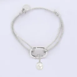 Online HappyBulle Bracelet personnalisé cordon pailleté collection Chapitre mousqueton 11x19 mm argent - à composer Argent rhodié 925