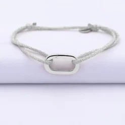 Online HappyBulle Bracelet personnalisé cordon pailleté collection Chapitre mousqueton 11x19 mm argent - à composer Argent rhodié 925