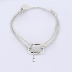Online HappyBulle Bracelet personnalisé cordon pailleté collection Chapitre mousqueton 11x19 mm argent - à composer Argent rhodié 925