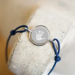Sale HappyBulle Bracelet personnalisé cordon médaille réversible Eternelle gravée argent 2 trous 16 mm Argent rhodié 925