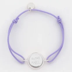 Sale HappyBulle Bracelet personnalisé cordon médaille réversible Eternelle gravée argent 2 trous 16 mm Argent rhodié 925