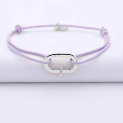 Sale HappyBulle Bracelet personnalisé cordon collection Chapitre mousqueton 11x19 mm argent - à composer Argent rhodié 925