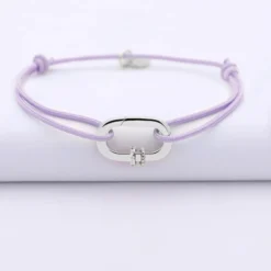 Sale HappyBulle Bracelet personnalisé cordon collection Chapitre mousqueton 11x19 mm argent - à composer Argent rhodié 925
