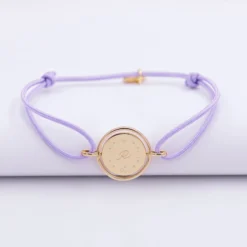 Online HappyBulle Bracelet personnalisé cordon médaille réversible Eternelle gravée plaqué or 2 trous 16 mm - x Capucine Plaqué or 18k