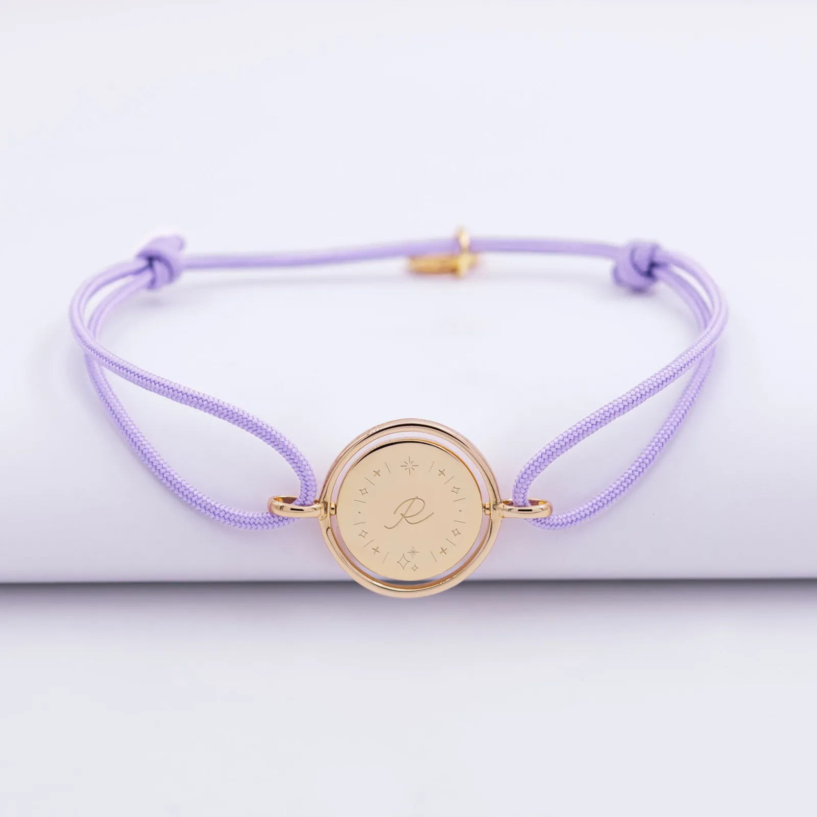 Online HappyBulle Bracelet personnalisé cordon médaille réversible Eternelle gravée plaqué or 2 trous 16 mm - x Capucine Plaqué or 18k